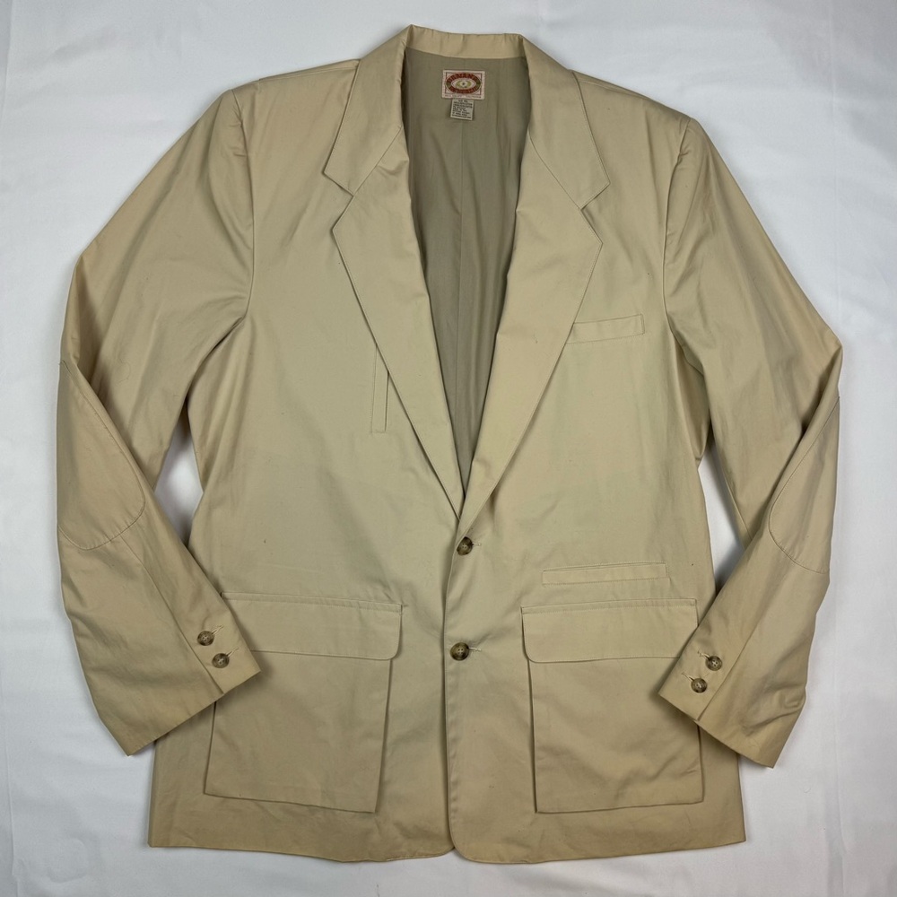Vtg Banana Republic Mens Safari Blazer Sport Coat Sz 46L Light Beige 2 Button